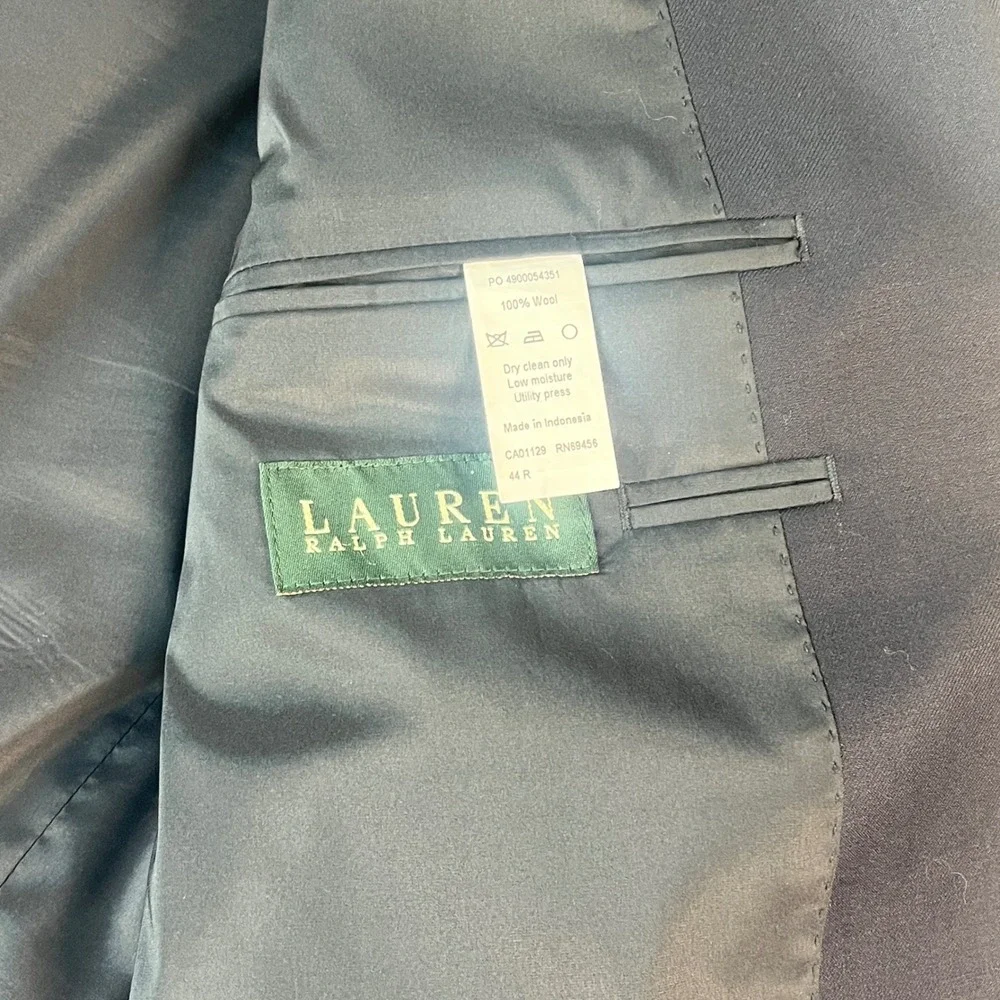 Lauren Ralph Lauren Blazer Mens 44R Navy Blue 100% Wool Gold Crest Button Coat